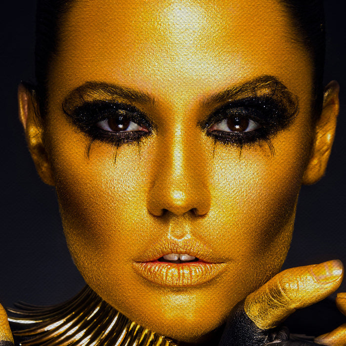 Fashion Woman Portrait Golden Makeup Canvas Wall Art