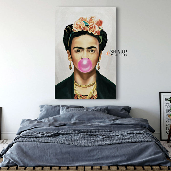 Frida Kahlo Bubble Gum Canvas Wall Art