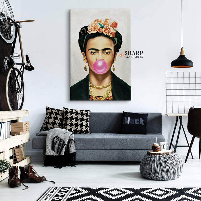 Frida Kahlo Bubble Gum Canvas Wall Art