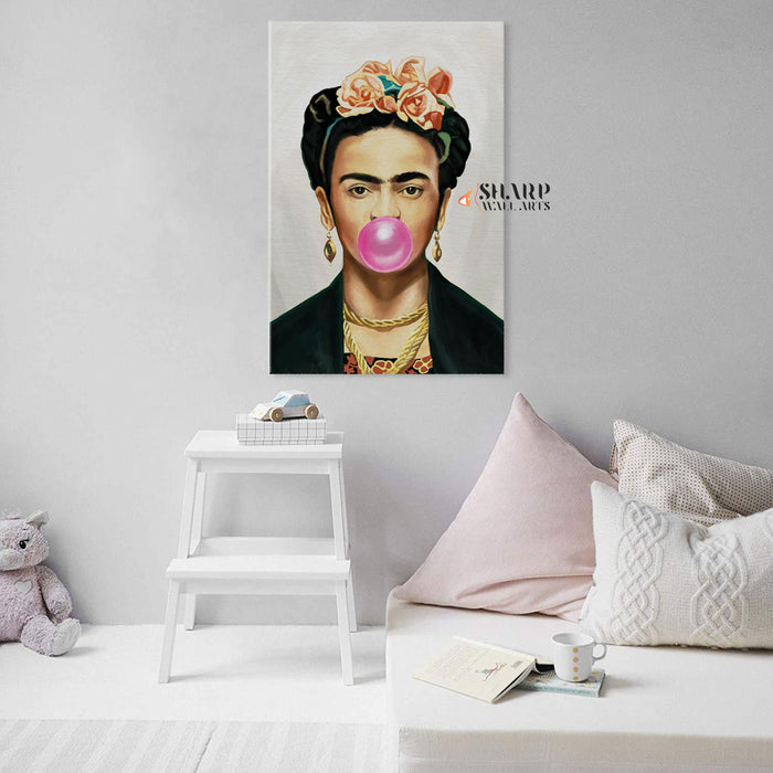 Frida Kahlo Bubble Gum Canvas Wall Art