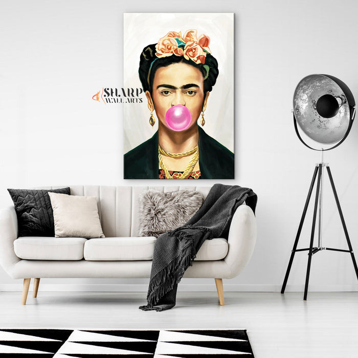Frida Kahlo Bubble Gum Canvas Wall Art