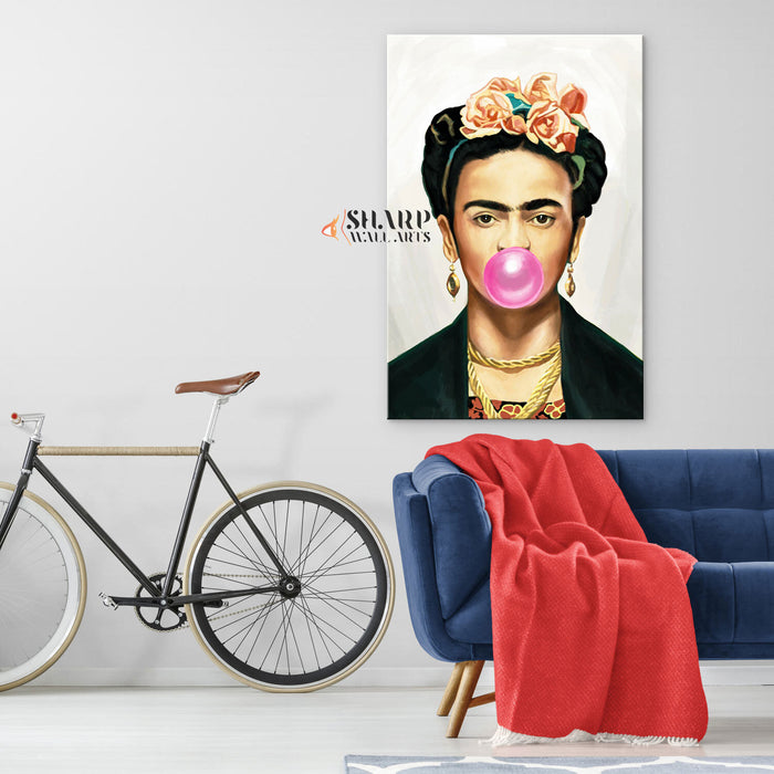 Frida Kahlo Bubble Gum Canvas Wall Art