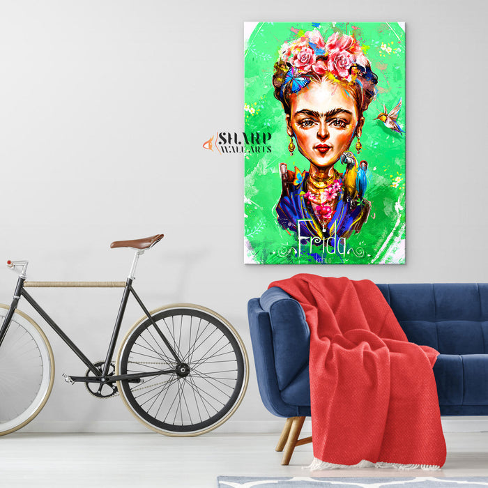 Frida Kahlo Caricatura Canvas Wall Art
