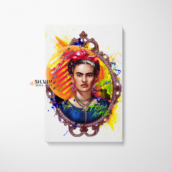 Frida Kahlo Colourful Splash  Canvas Wall Art