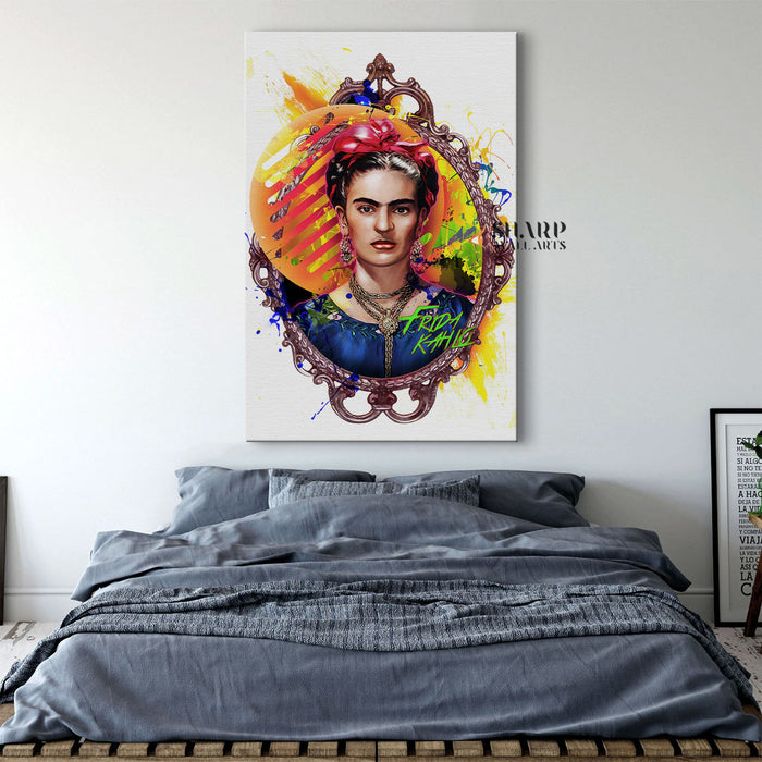 Frida Kahlo Colourful Splash  Canvas Wall Art