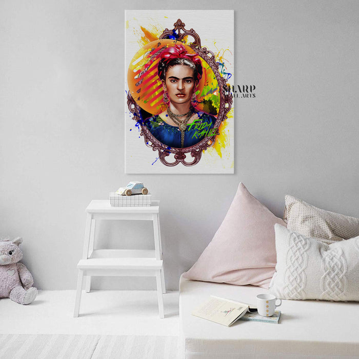 Frida Kahlo Colourful Splash  Canvas Wall Art