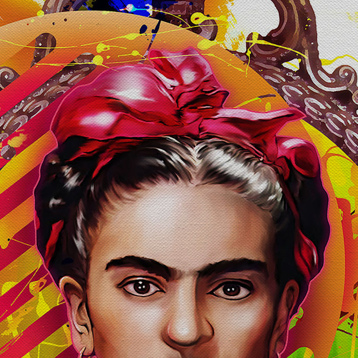Frida Kahlo Colourful Splash  Canvas Wall Art