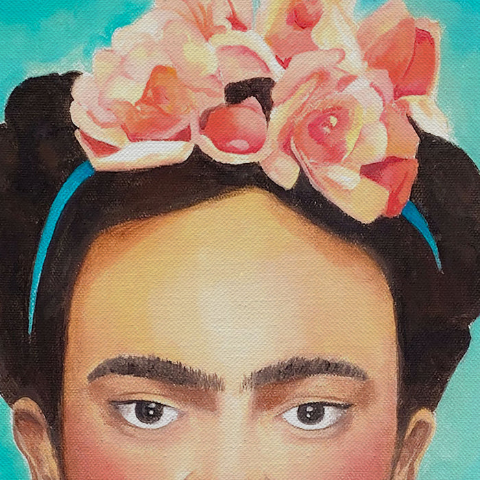 Frida Kahlo In Mexican Folk Wear Canvas Wall Art