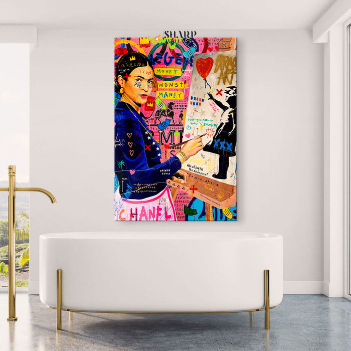 Frida Kahlo Painting Banksy Balloon Girl Canvas Wall Art