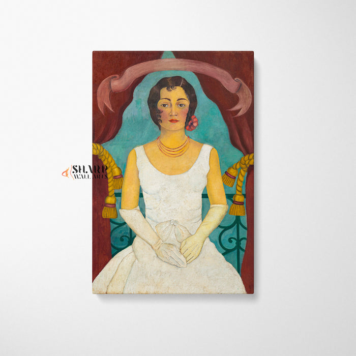 Frida Kahlo Portrait Of A Woman In White Canvas Wall Art