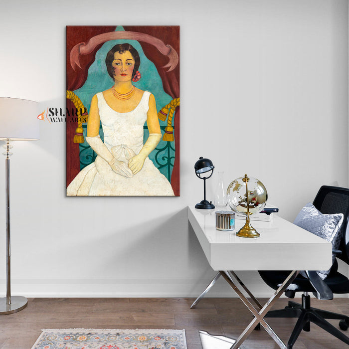 Frida Kahlo Portrait Of A Woman In White Canvas Wall Art