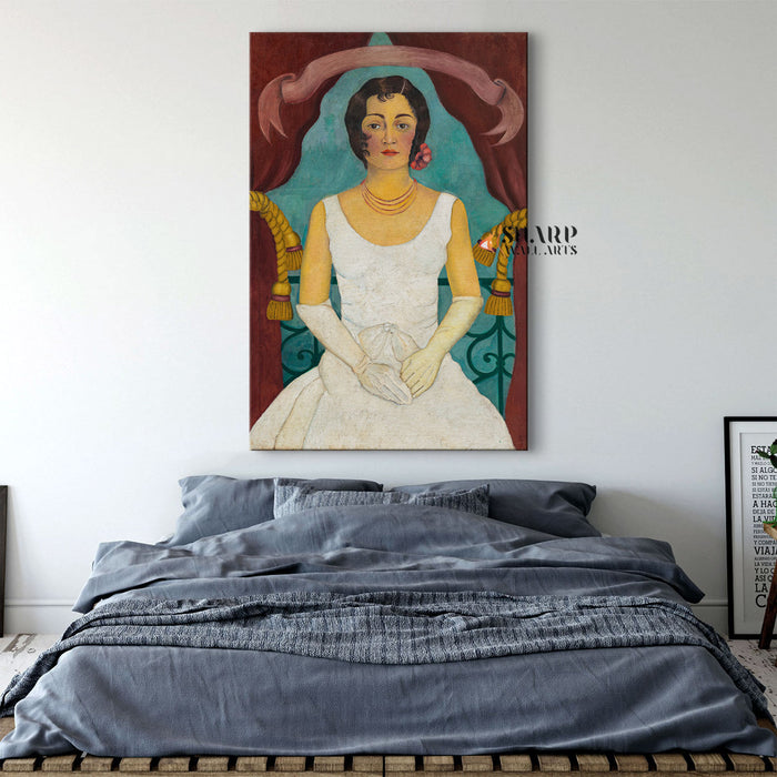 Frida Kahlo Portrait Of A Woman In White Canvas Wall Art