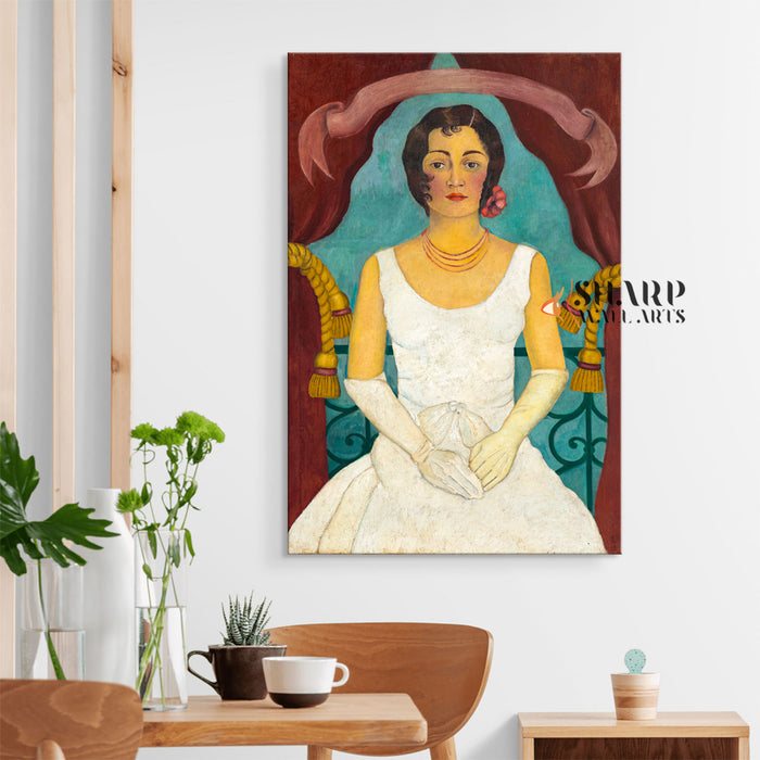 Frida Kahlo Portrait Of A Woman In White Canvas Wall Art