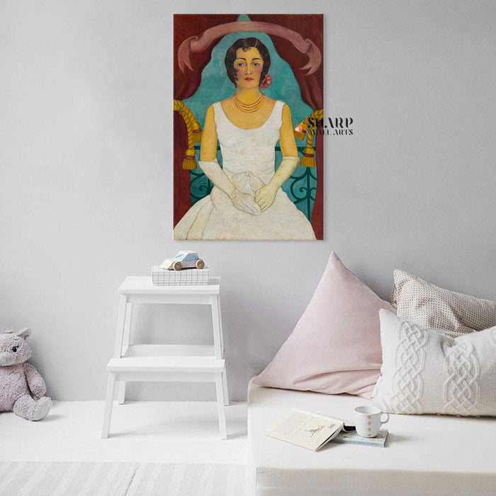 Frida Kahlo Portrait Of A Woman In White Canvas Wall Art