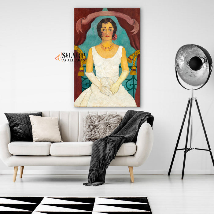 Frida Kahlo Portrait Of A Woman In White Canvas Wall Art