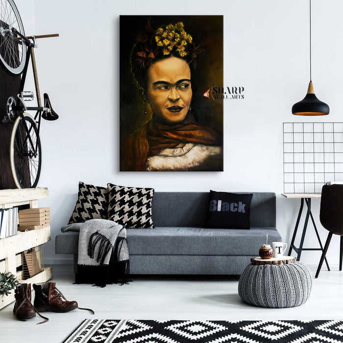 Frida Kahlo Portrait Painting Style Canvas Wall Art
