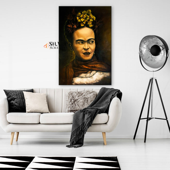 Frida Kahlo Portrait Painting Style Canvas Wall Art