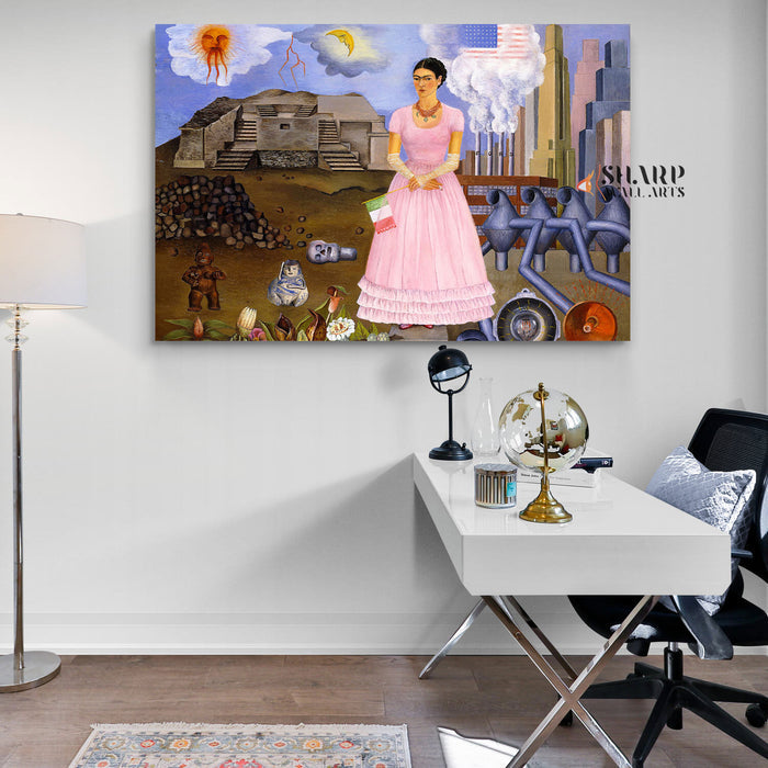 Frida Kahlo Self-Portrait On The Border Canvas Wall Art
