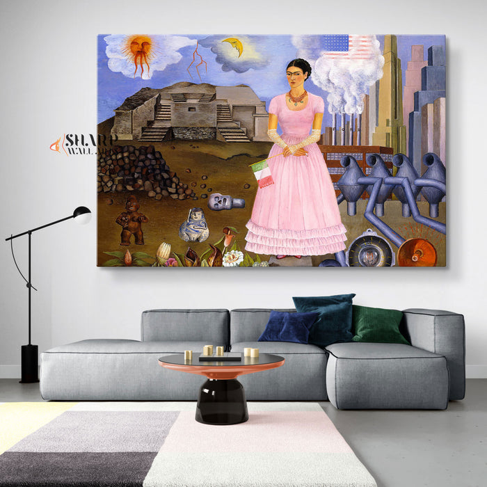 Frida Kahlo Self-Portrait On The Border Canvas Wall Art