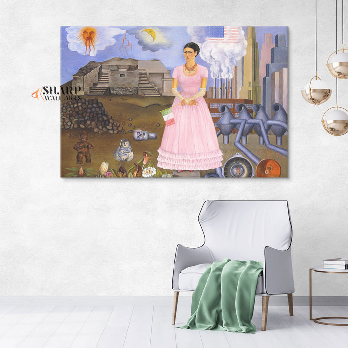 Frida Kahlo Self-Portrait On The Border Canvas Wall Art