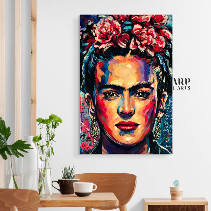 Frida Kahlo Self Portrait Watercolor Style Canvas Wall Art