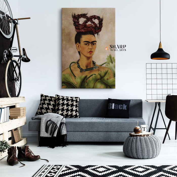 Frida Kahlo Self Portrait With A Scythe Canvas Wall Art