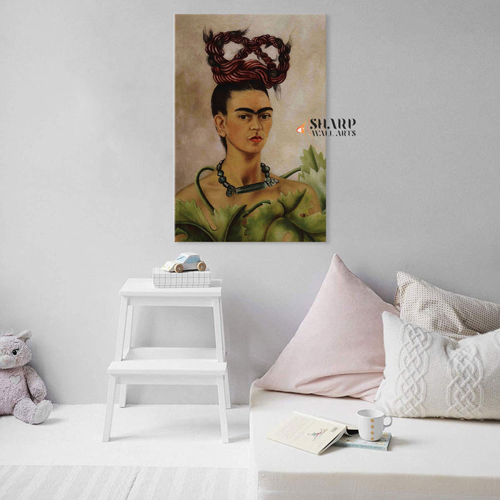 Frida Kahlo Self Portrait With A Scythe Canvas Wall Art
