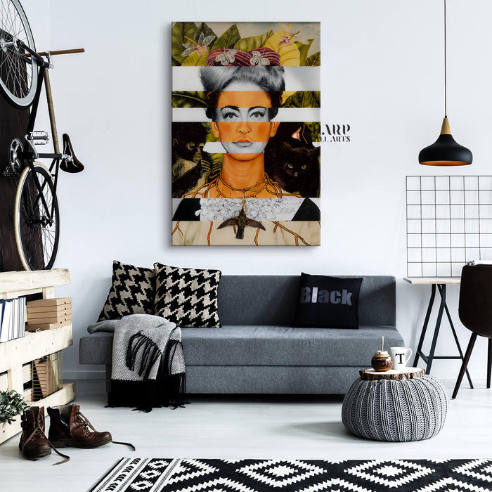 Frida Kahlo Self Portrait with Thorn Necklace and Joan Crawford Canvas Wall Art