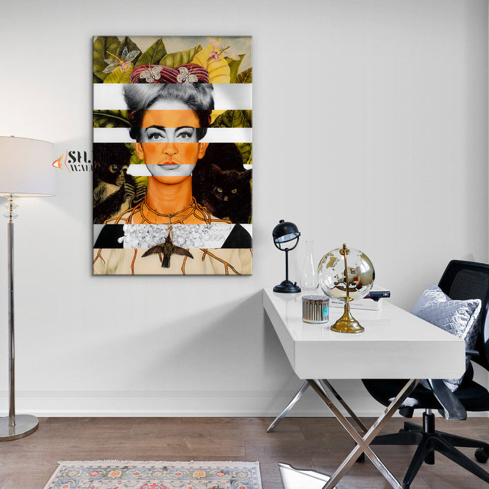 Frida Kahlo Self Portrait with Thorn Necklace and Joan Crawford Canvas Wall Art
