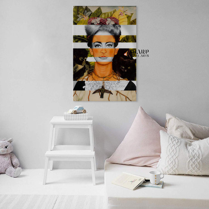 Frida Kahlo Self Portrait with Thorn Necklace and Joan Crawford Canvas Wall Art