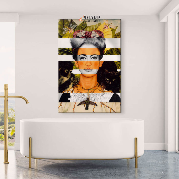 Frida Kahlo Self Portrait with Thorn Necklace and Joan Crawford Canvas Wall Art