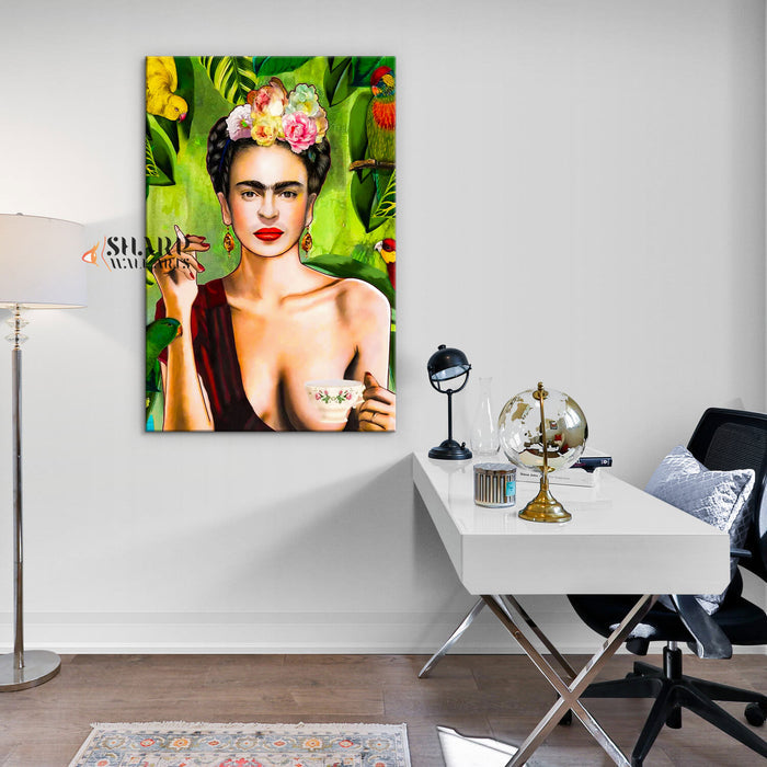 Frida Kahlo Tea And Smoking Canvas Wall Art