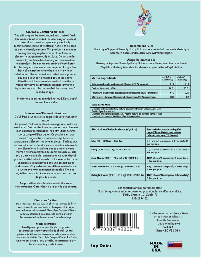 Funky Unicorn Electrolyte Support Chews Refill 21 oz