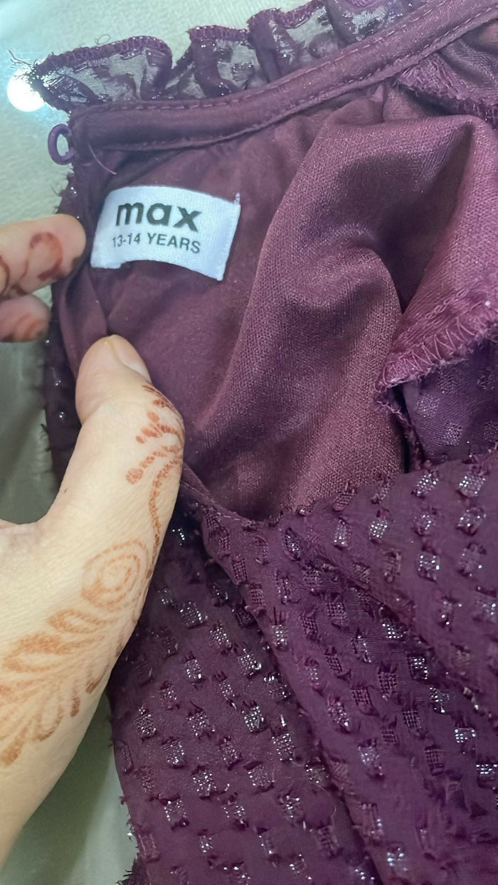 GLOBAL DESI Skirt, Blouse & Dupatta Set – Elegant, Stylish & Comfortable Ethnic Wear Combo MAX Wine Self Design Knee Length Party Dress for Girls – Stylish, Comfortable & Elegant Outfit