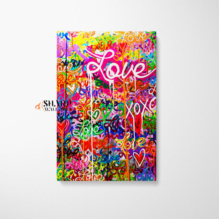 Graffiti Love And Hearts Canvas Wall Art