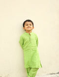 Shop now for green 100% cotton kurta pajama sets for little kids, blending traditional elegance with modern comfort!