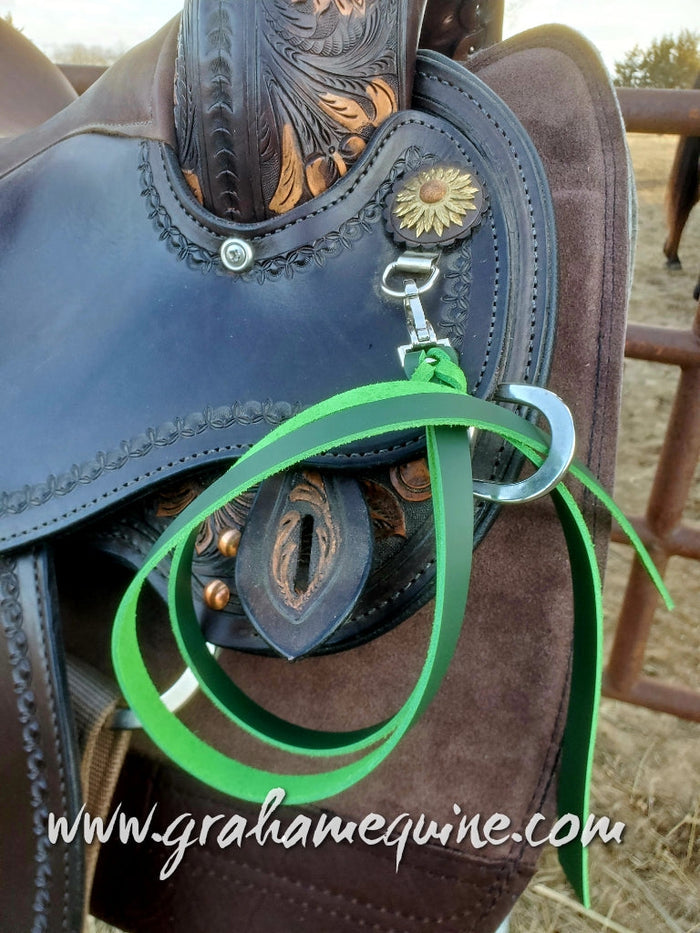 Green Latigo Saddle Strings (Pair)