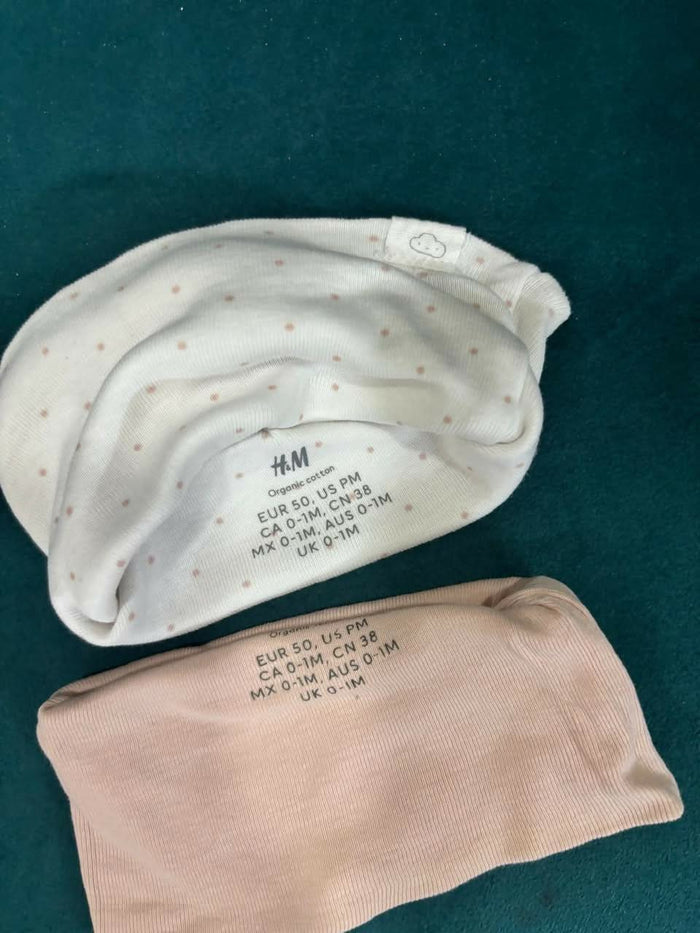 H&M 2 Pack Cotton Caps – Soft, Breathable & Comfortable Newborn Essentials