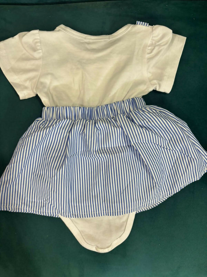 HOPSCOTCH Bodysuit Set Of (2) One with Lace and Crochet and One with Bunny Applique In Cotton
