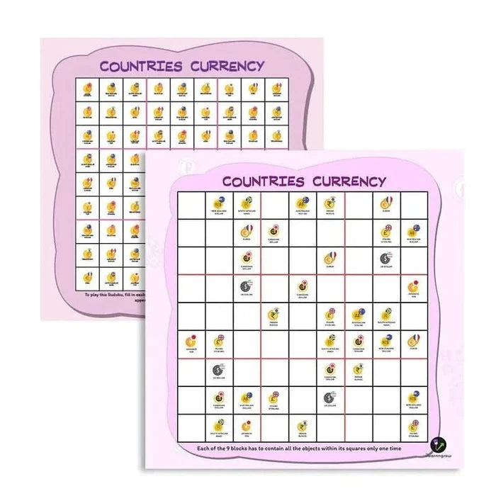 I LEARNN GROW  Countries Theme Sudoku Combo