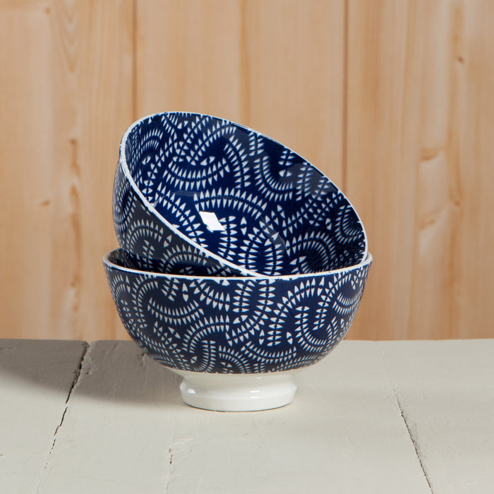 Indigo Geo Stamped Bowl 4 inch
