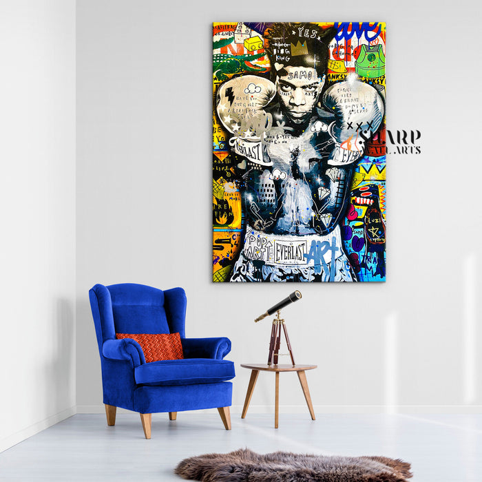 Jean Michel Basquiat Boxing King Canvas Wall Art