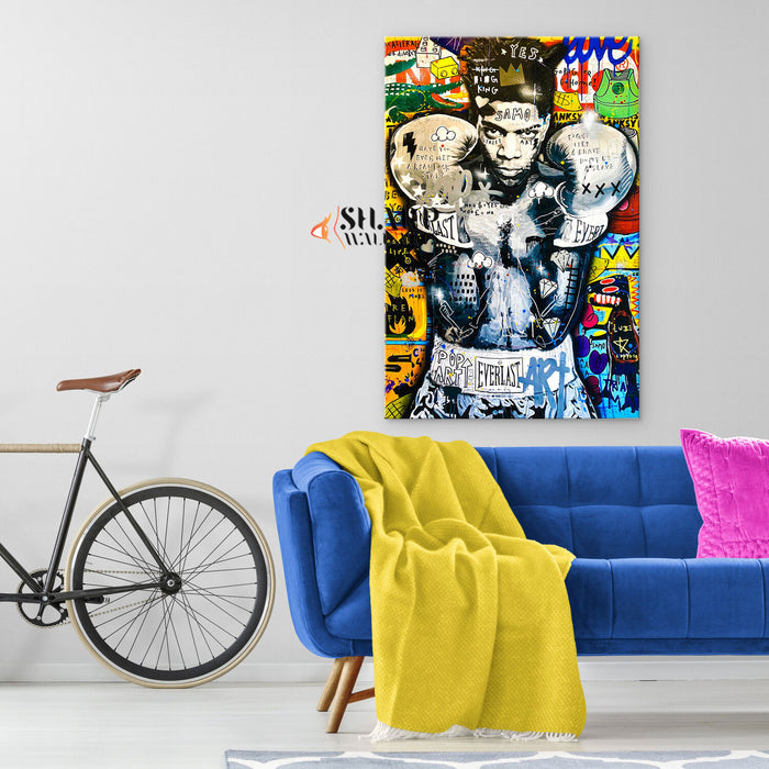 Jean Michel Basquiat Boxing King Canvas Wall Art