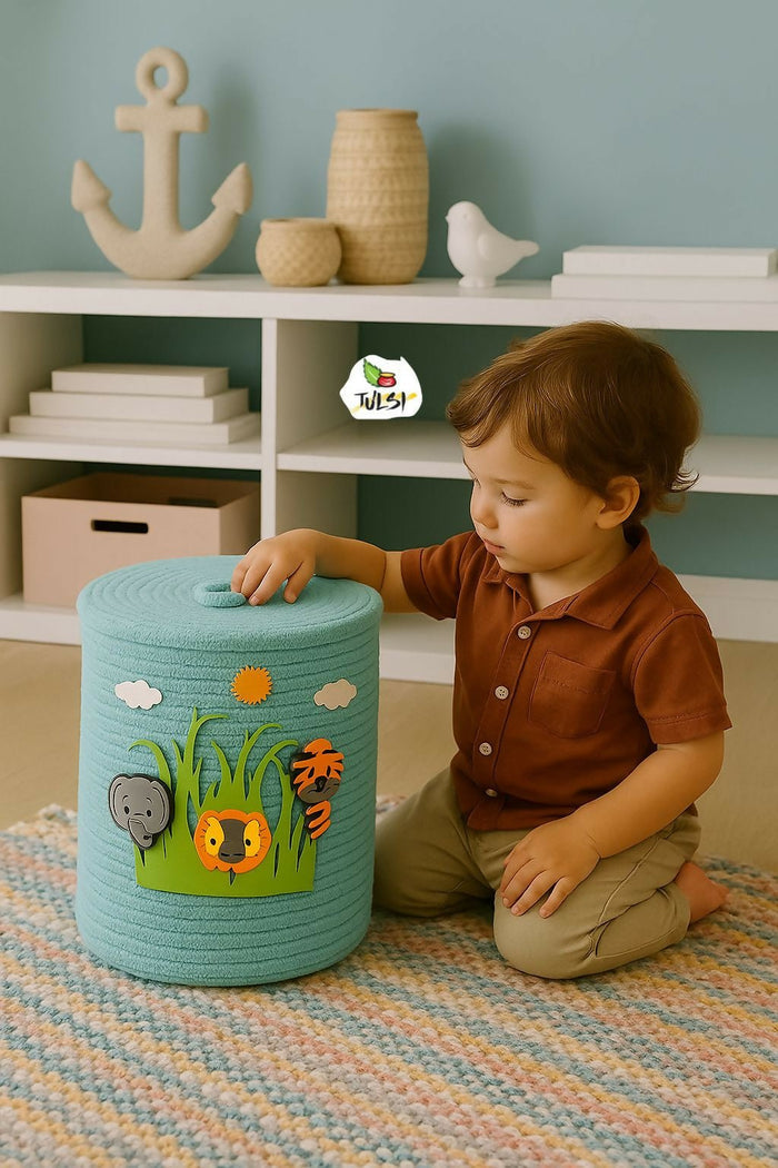 Jute Baskets with Lid/Toys Organiser / Storage Baskets
