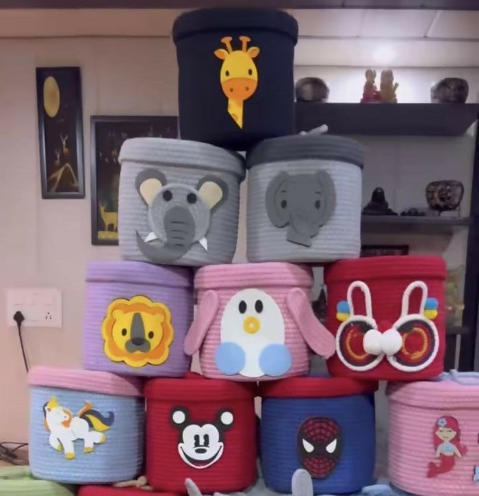 Jute Baskets with Lid/Toys Organiser / Storage Baskets