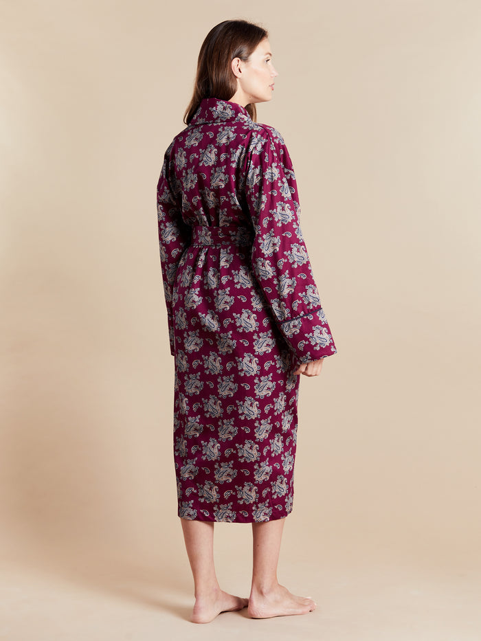 Lightweight Dressing Gown - Gatsby Paisley Wine