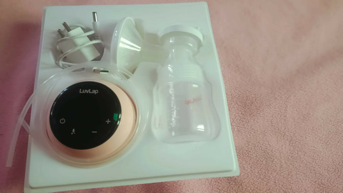 LUVLAP Adore Electric Breast Pump with adjustable suction levels, multiple pumping modes, soft silicone breast cushion, compact design, and easy-to-use controls for comfortable and convenient milk expression.