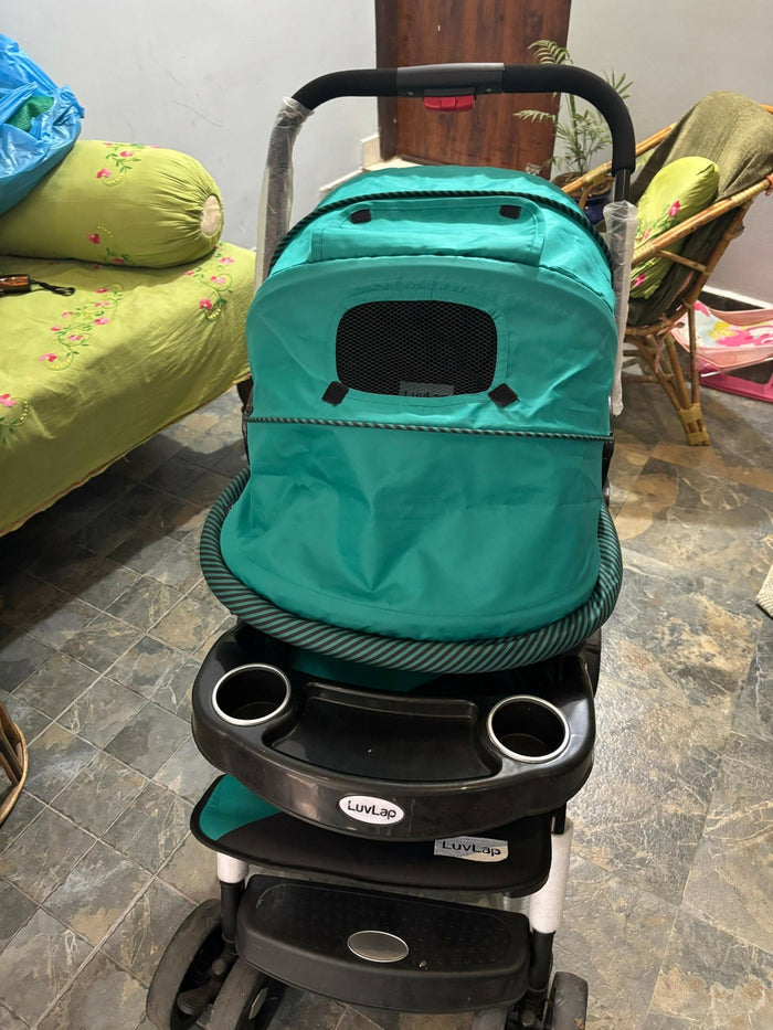 LuvLap Galaxy stroller, LuvLap baby stroller, travel-friendly stroller, reclining baby pram, stroller with safety harness, lightweight stroller for babies