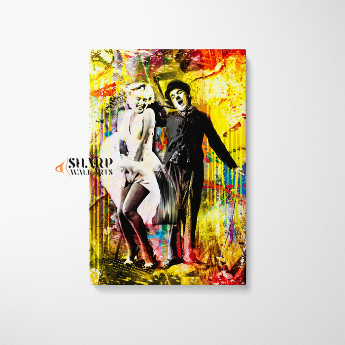 Marilyn Monroe And Charlie Chaplin Canvas Wall Art