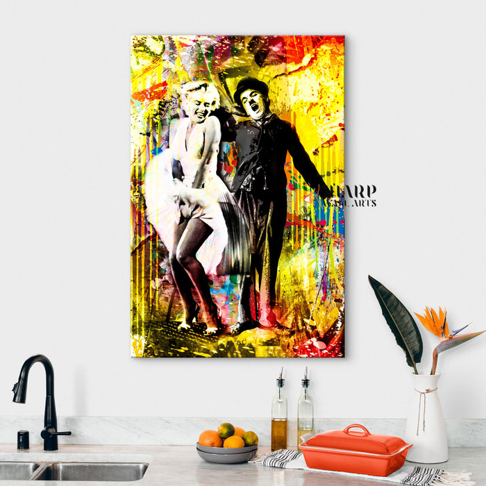 Marilyn Monroe And Charlie Chaplin Canvas Wall Art